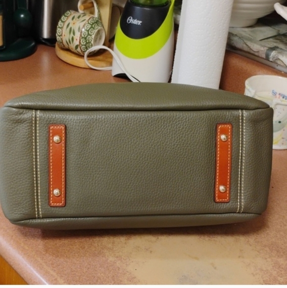 Dooney & Bourke Green Leather Satchel with Brown Accents - Picture 4 of 10